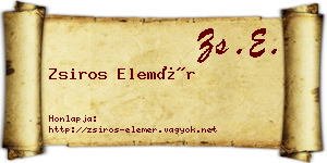 Zsiros Elemér névjegykártya