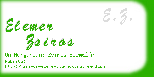 elemer zsiros business card